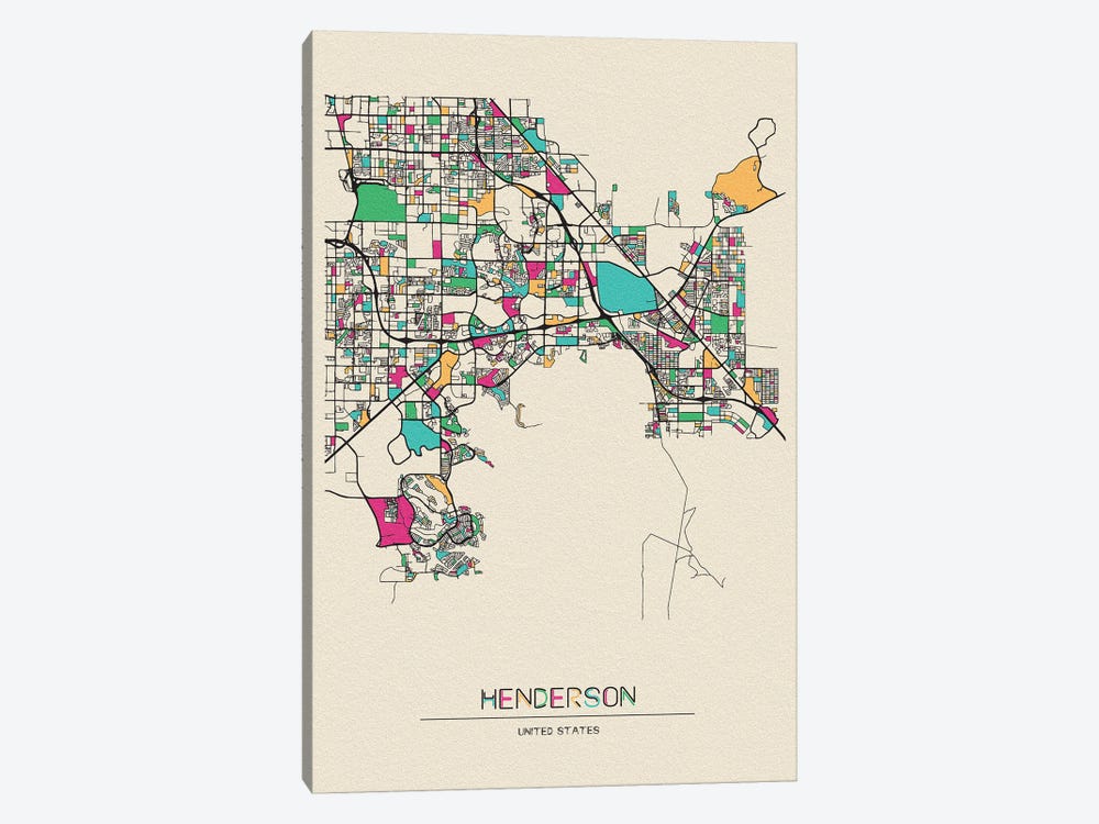 Henderson, Nevada Map by Ayse Deniz Akerman 1-piece Canvas Art