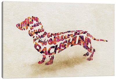 Dachshund Canvas Art Print - Animal Typography