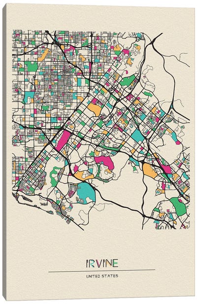 Irvine, California Map Canvas Art Print - City Maps