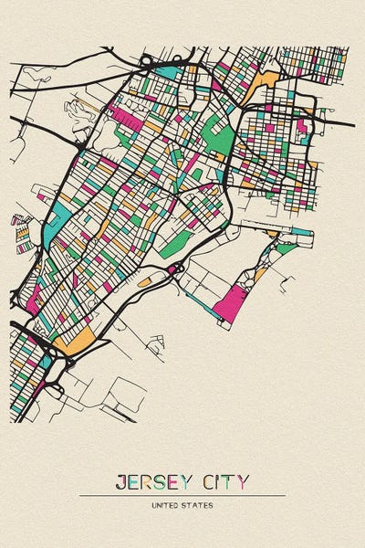Ayse Deniz Akerman: Jersey City, New Jersey Map by Ayse Deniz Akerman