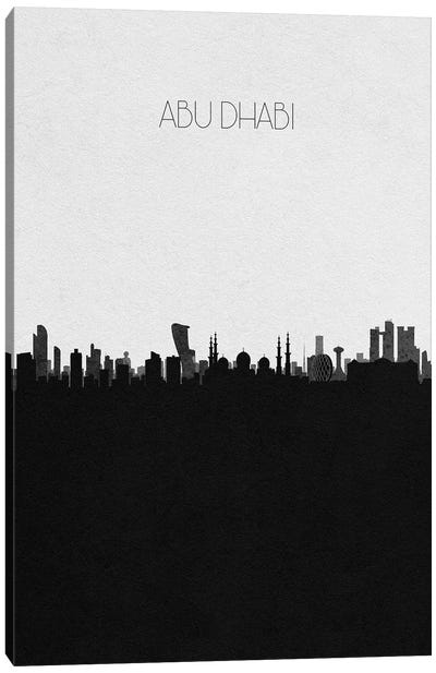 Abu Dhabi, UAE City Skyline Canvas Art Print - Black & White Skylines