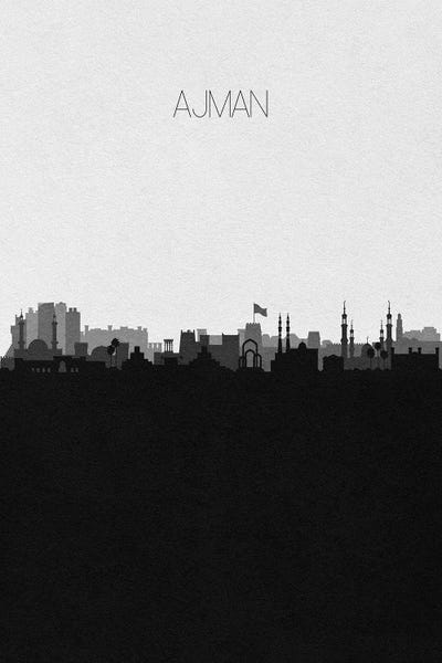 Ajman, UAE City Skyline by Ayse Deniz Akerman art print