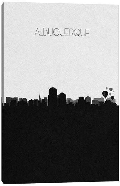 Albuquerque, New Mexico City Skyline Canvas Art Print - Black & White Skylines