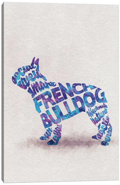 French Bulldog Canvas Art Print - Typographic Dogs