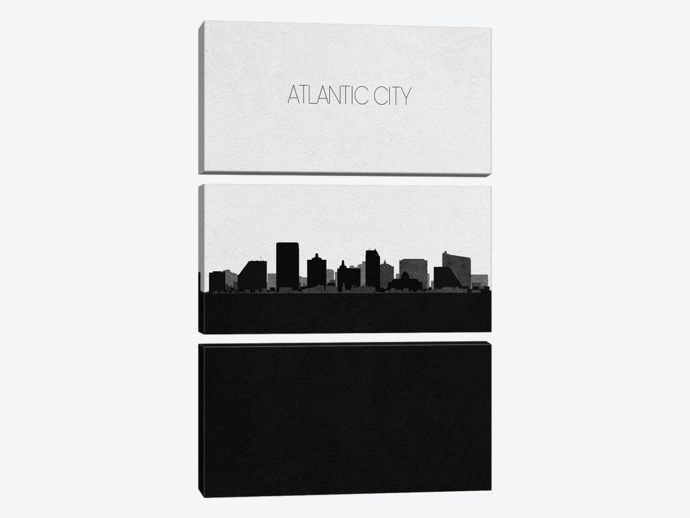 Atlantic City, New Jersey City Skyline by Ayse Deniz Akerman 3-piece Canvas Wall Art