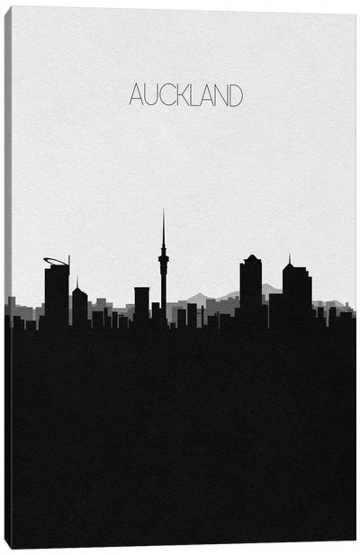 Auckland, New Zealand City Skyline Canvas Art Print - Black & White Skylines