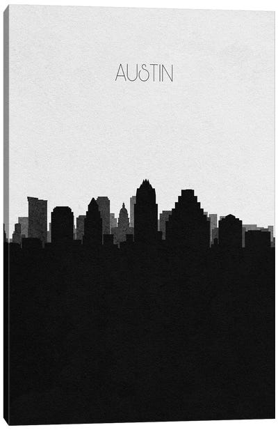 Austin, Texas City Skyline Canvas Art Print - Black & White Skylines