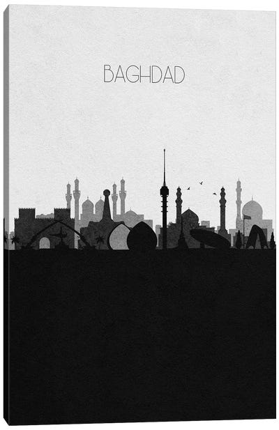 Baghdad, Iraq City Skyline Canvas Art Print - Black & White Skylines