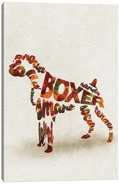 German Boxer Canvas Art Print - Typographic Dogs