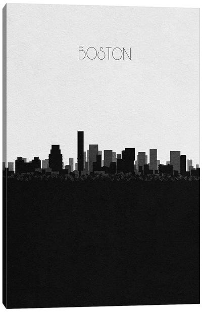 Boston, Massachusetts City Skyline Canvas Art Print - Black & White Skylines