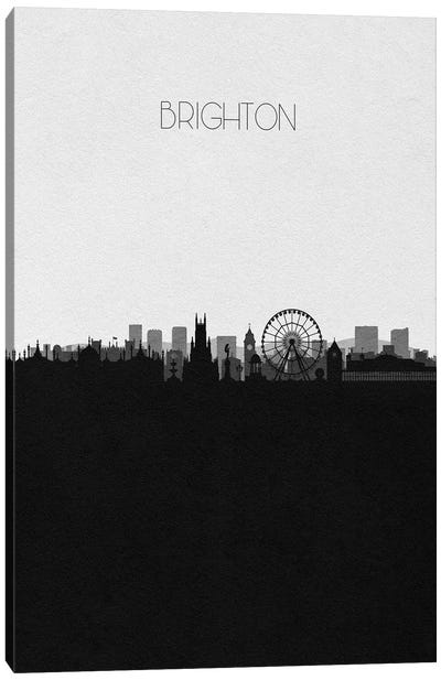 Brighton, United Kingdom City Skyline Canvas Art Print - Black & White Skylines