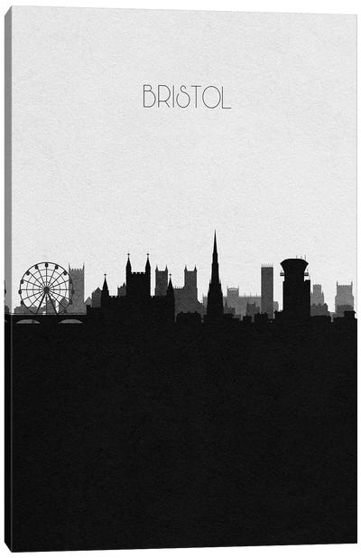 Bristol, England City Skyline Canvas Art Print - Black & White Skylines