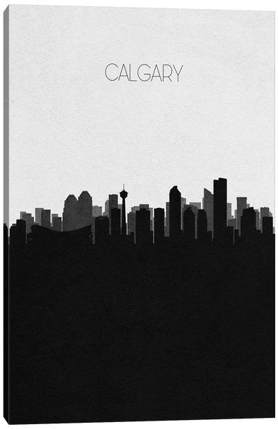 Calgary, Canada City Skyline Canvas Art Print - Black & White Skylines