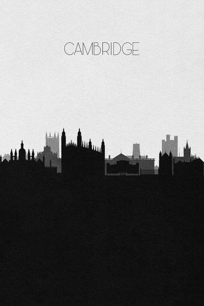 Cambridge, United Kingdom City Skyline by Ayse Deniz Akerman art print