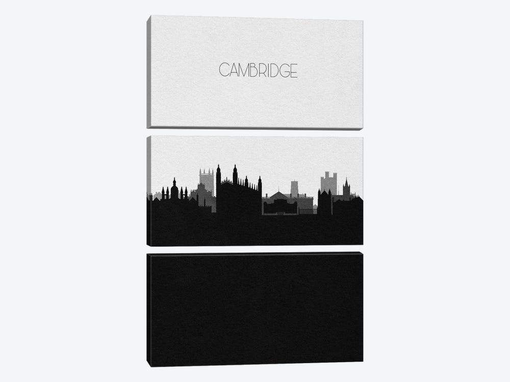 Cambridge, United Kingdom City Skyline by Ayse Deniz Akerman 3-piece Canvas Print