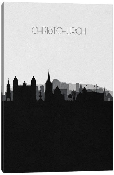 Christchurch, New Zealand City Skyline Canvas Art Print - Black & White Skylines