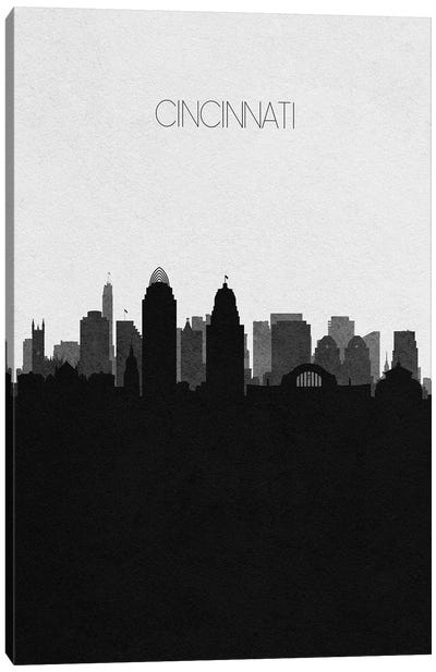 Cincinnati, Ohio City Skyline Canvas Art Print - Black & White Skylines