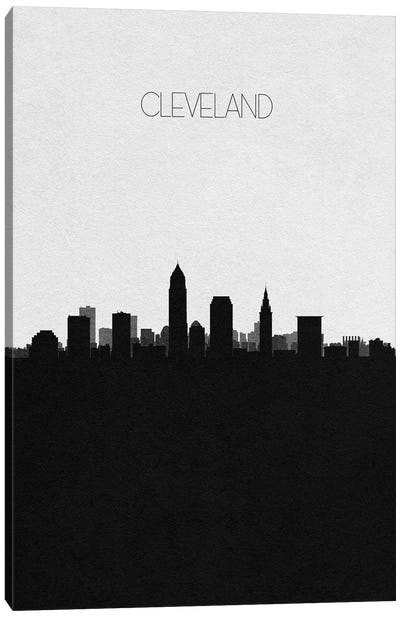 Cleveland, Ohio City Skyline Canvas Art Print - Black & White Skylines