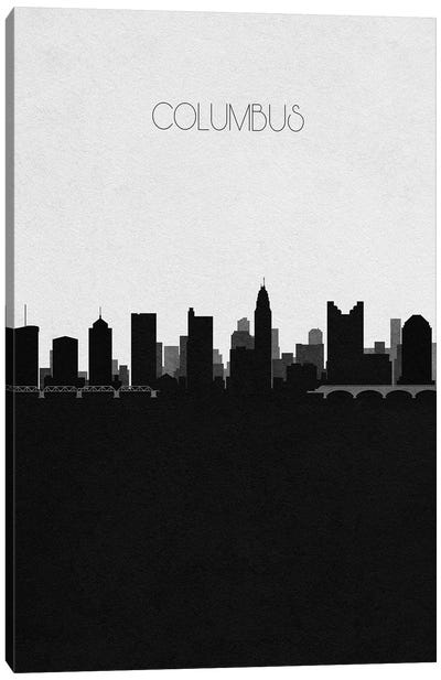 Columbus, Ohio City Skyline Canvas Art Print - Black & White Skylines