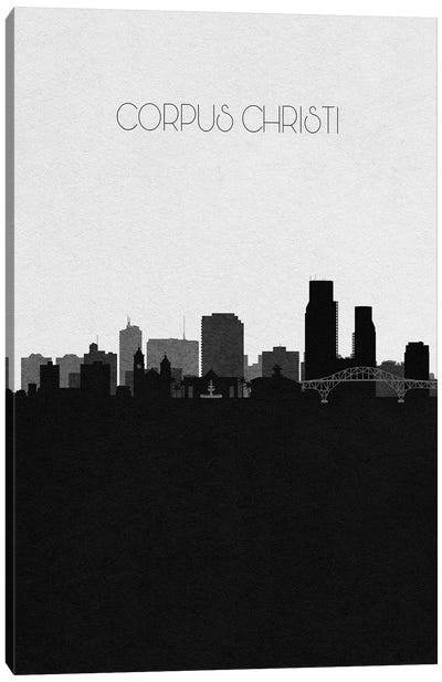Corpus Christi, Texas City Skyline Canvas Art Print - Black & White Skylines