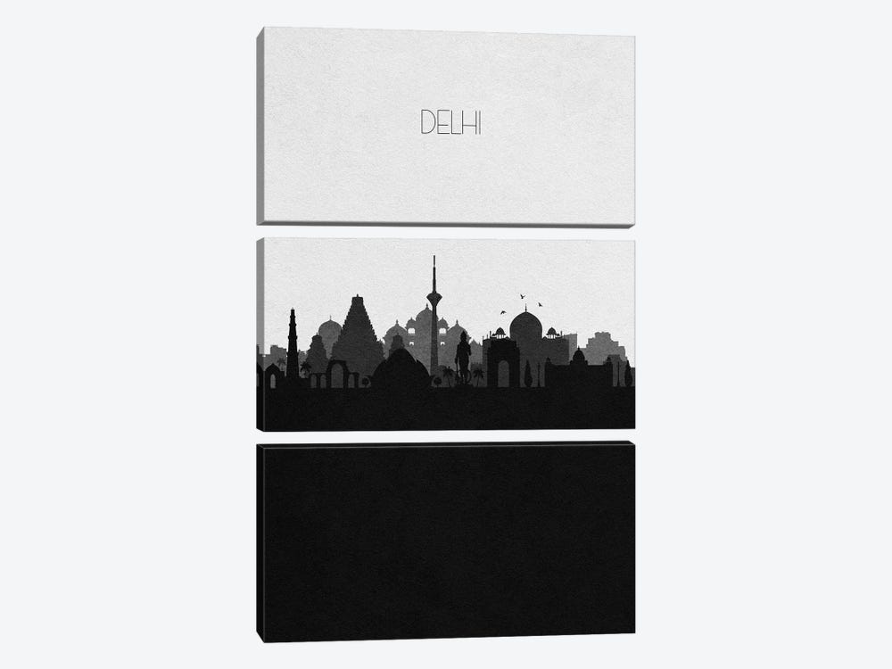 Delhi, India City Skyline by Ayse Deniz Akerman 3-piece Canvas Print