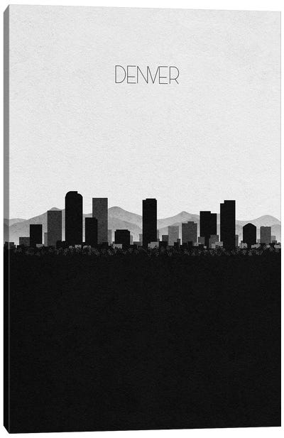 Denver, Colorado City Skyline Canvas Art Print - Black & White Skylines