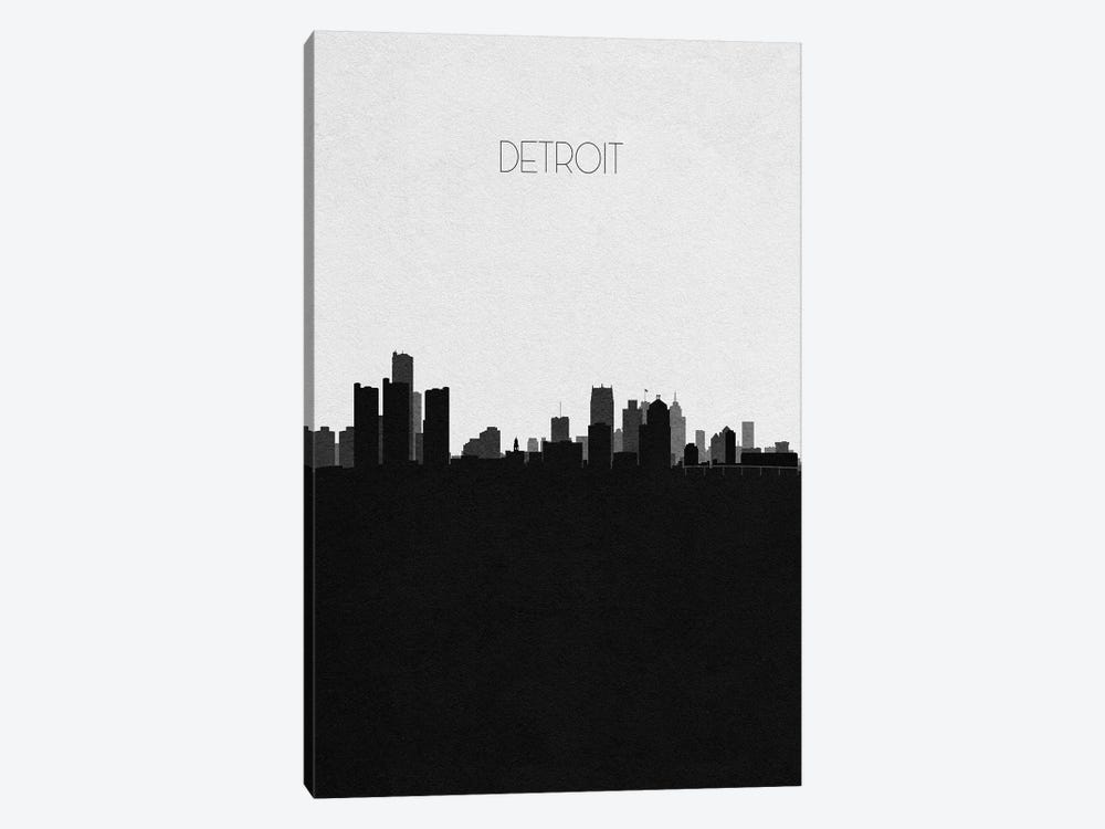 Detroit, Michigan City Skyline by Ayse Deniz Akerman 1-piece Canvas Art Print