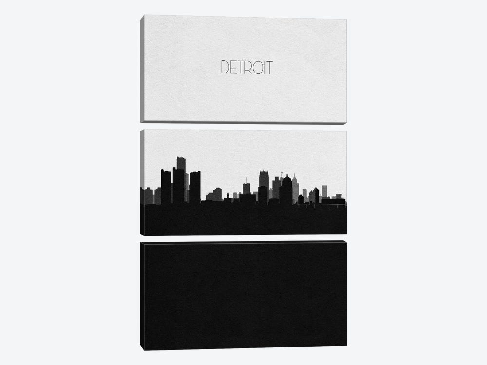Detroit, Michigan City Skyline by Ayse Deniz Akerman 3-piece Canvas Print
