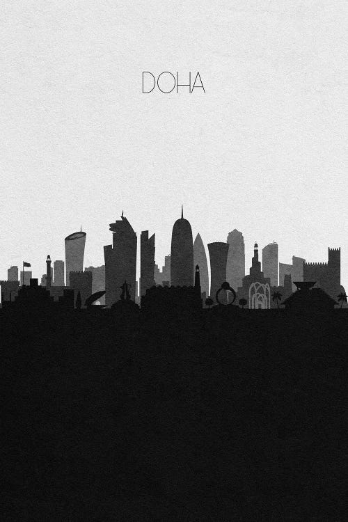 Doha, Qatar City Skyline by Ayse Deniz Akerman wall art
