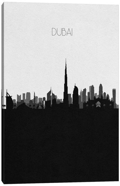 Dubai, UAE City Skyline Canvas Art Print - Black & White Skylines