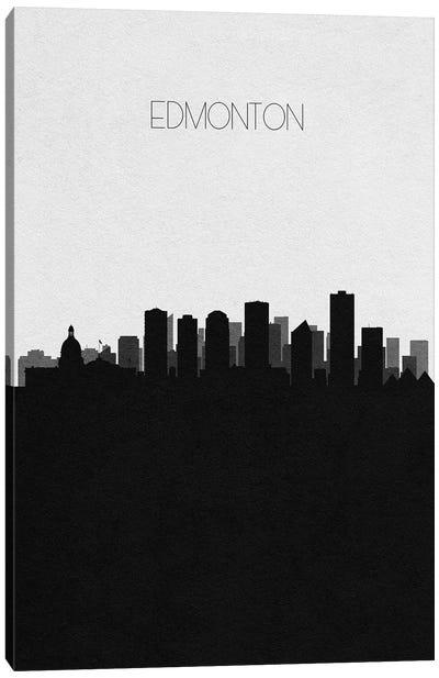 Edmonton, Canada City Skyline Canvas Art Print - Black & White Skylines