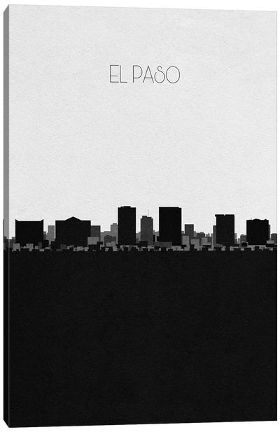 El Paso, Texas City Skyline Canvas Art Print - Black & White Skylines