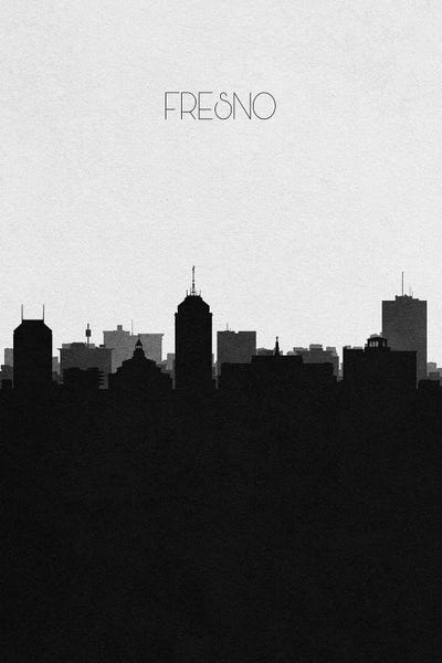 Fresno, California City Skyline by Ayse Deniz Akerman art print