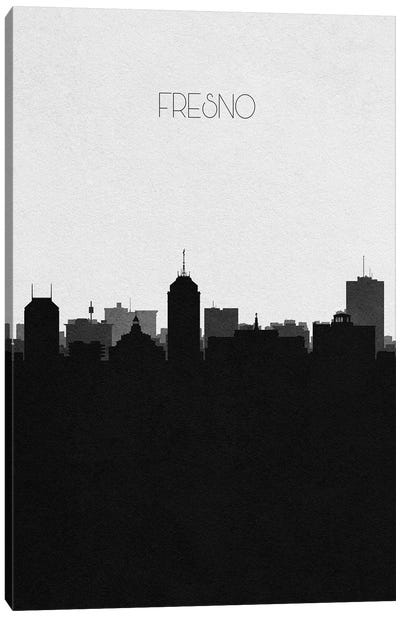 Fresno, California City Skyline Canvas Art Print - Black & White Skylines