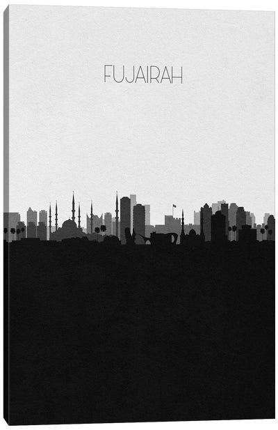 Fujairah, UAE City Skyline Canvas Art Print - Black & White Skylines