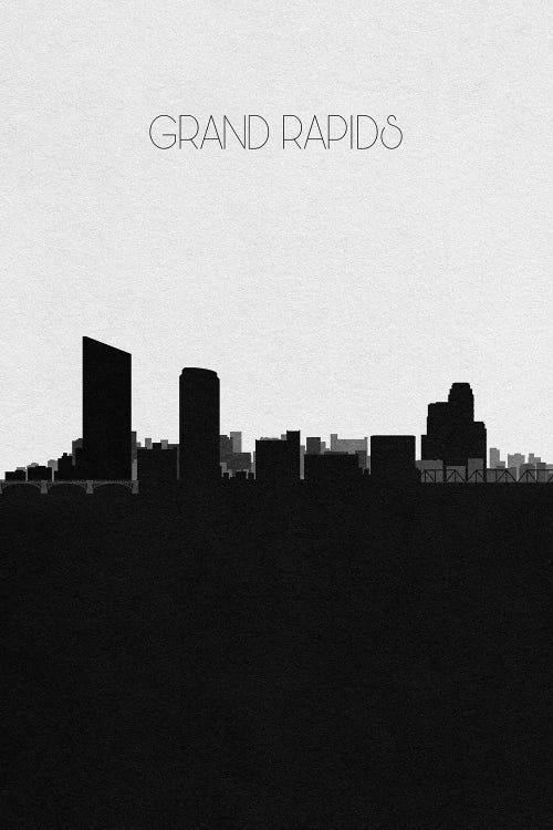 Grand Rapids, Michigan City Skyline by Ayse Deniz Akerman wall art