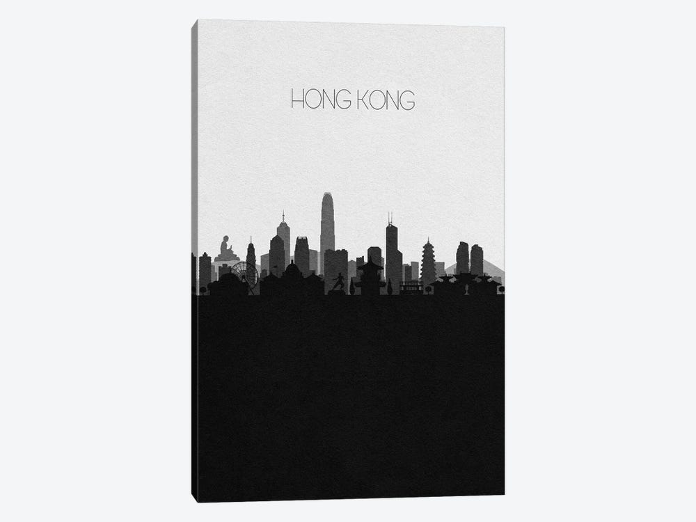Hong Kong, China City Skyline by Ayse Deniz Akerman 1-piece Canvas Print