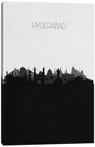 Hyderabad, India City Skyline Canvas Art Print - Black & White Skylines
