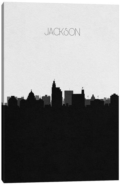 Jackson, Mississippi City Skyline Canvas Art Print - Black & White Skylines