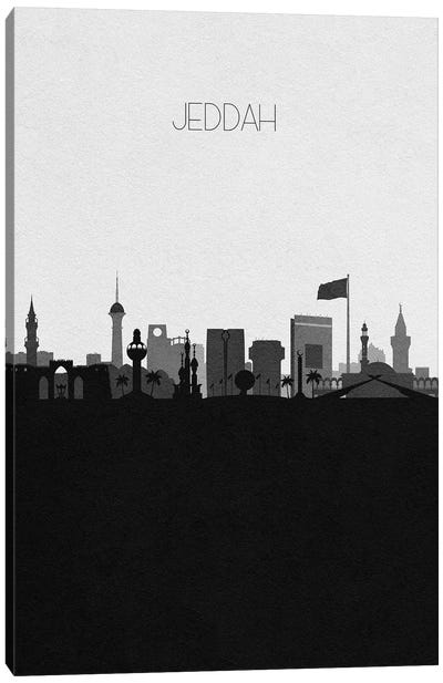 Jeddah, Saudi Arabia City Skyline Canvas Art Print - Black & White Skylines