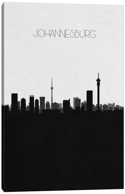 Johannesburg, South Africa City Skyline Canvas Art Print - Black & White Skylines