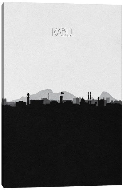 Kabul, Afghanistan City Skyline Canvas Art Print - Black & White Skylines