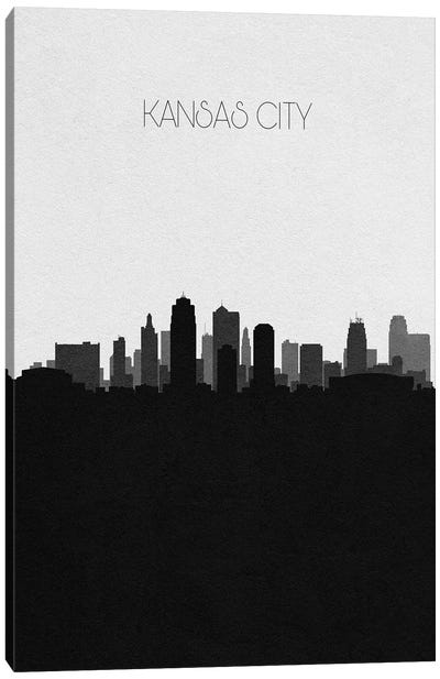 Kansas City, Missouri City Skyline Canvas Art Print - Black & White Skylines