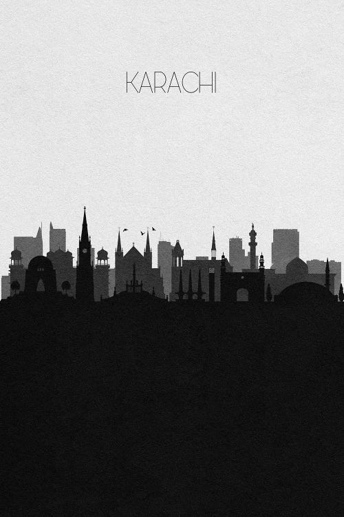 Karachi, Pakistan City Skyline by Ayse Deniz Akerman wall art