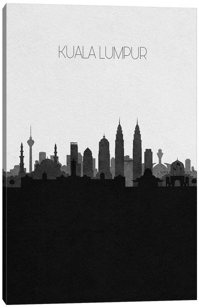 Kuala Lumpur, Malaysia City Skyline Canvas Art Print - Black & White Skylines