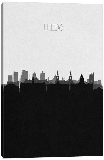 Leeds, United Kingdom City Skyline Canvas Art Print - Black & White Skylines