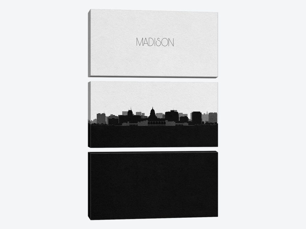 Madison, Wisconsin City Skyline by Ayse Deniz Akerman 3-piece Canvas Print