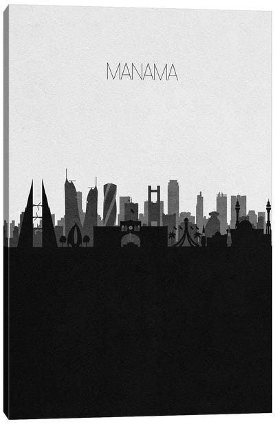 Manama, Bahrain City Skyline Canvas Art Print - Black & White Skylines