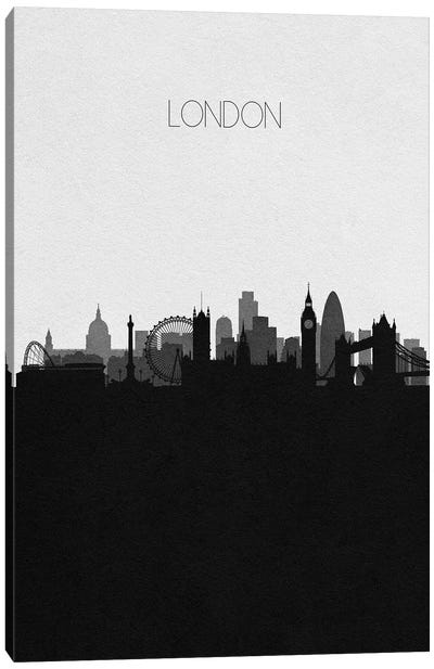 London, Uk City Skyline Canvas Art Print - Black & White Skylines