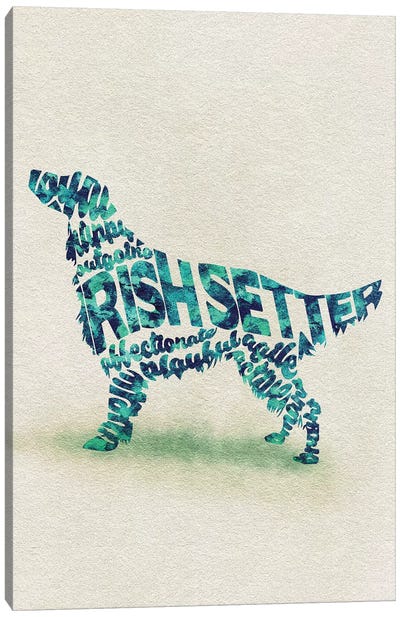Irish Setter Canvas Art Print - Typographic Dogs